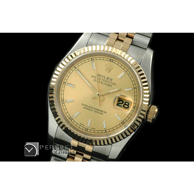 RDJMT08005 SS/YG Jubilee/Fluted Gold Sticks Asian 2836