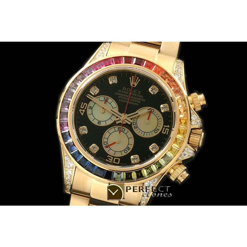 RLDFB01001A 116598 YG/YG/Colour Diam Bez Black Diam A-7750/4130