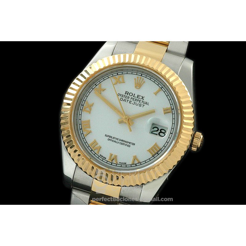 0 RL41DJ-18K-111 116333 White Roman TT Swiss 2836