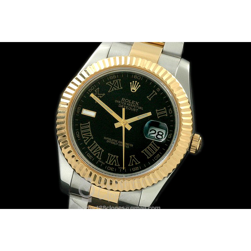 0 RL41DJ-18K-122 116333 Black Roman TT Swiss 2836
