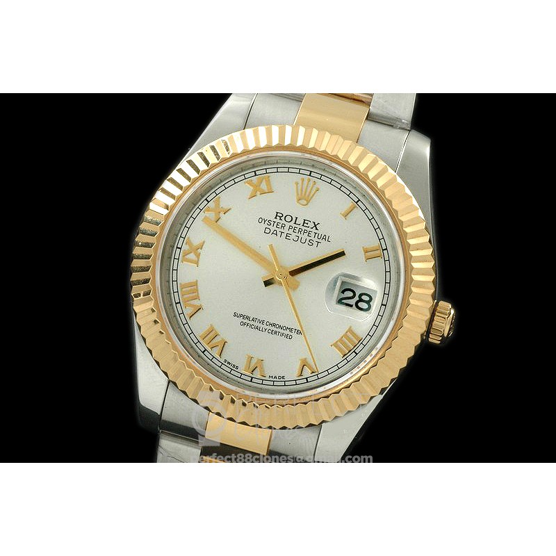 0 RL41DJ-18K-112 116333 Silver Roman TT Swiss 2836