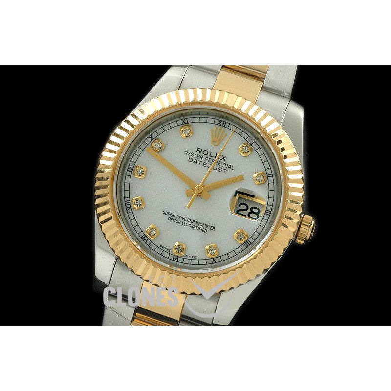 0 RL41DJ-18K-136 116333 M-Wht Diamond TT Swiss 2836
