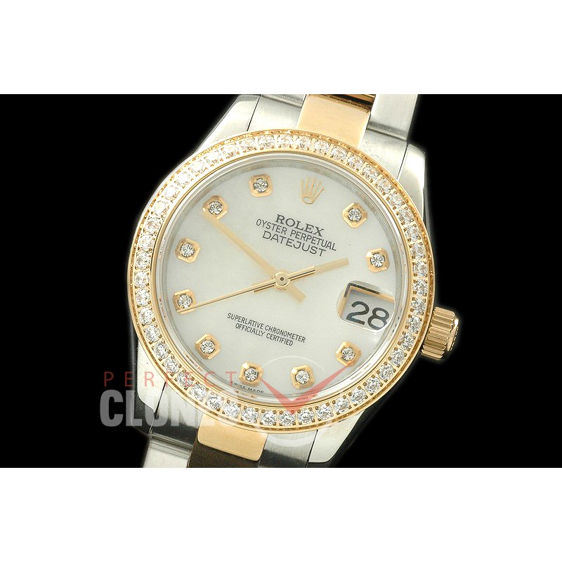 RDJmT08077D SS/YG Oyster/Diam MOP White Diam Asian 2836