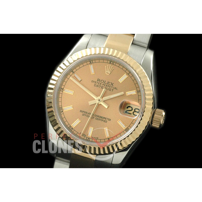 RDJMT08055 SS/YG Oyster/Fluted Gold Sticks Asian 2836