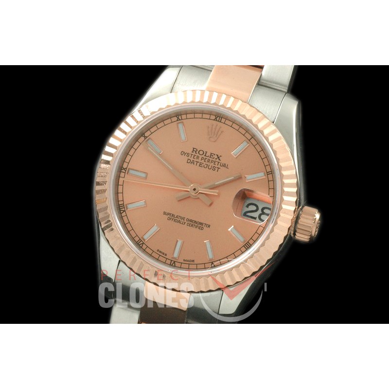 RDJMTR08056 SS/RG Oyster/Fluted R-Gold Sticks Asian 2836