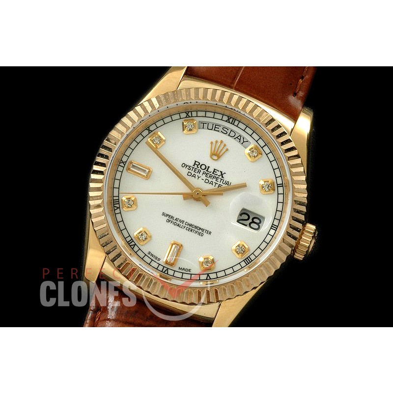 RLDDF60121L DayDate Fluted Silver Diam YG/LE Asian 2813