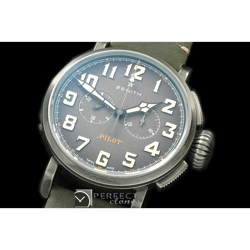 0 0 ZN00031 Pilot Heritage Chronograph DLC/LE Grey A-7750