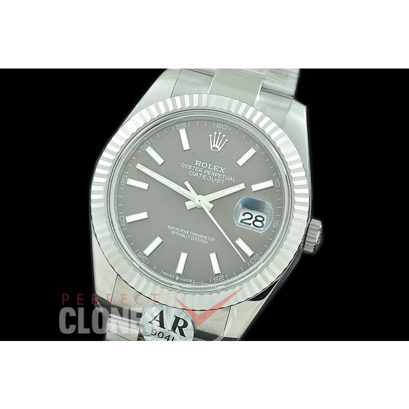 0 0 R41DJS-983 JF/ARF 904L Steel 126334 Oyster SS/SS 2019 Dark Rhodium Grey Sticks Asian 2824/3235 Mod