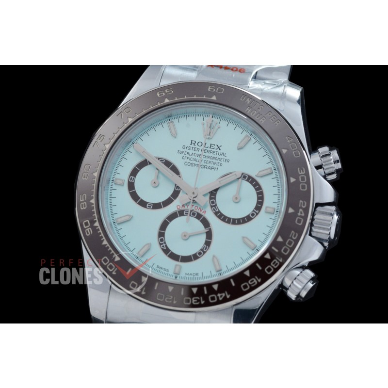 RLDS-126505-007W QF 904L Steel 50th Anniversary Daytona 126508 SS/SS Ice Blue Sticks 4131 Superclone - 72 Hours Power Reserve Movement / Extra Weighted - Free Sprung Movement