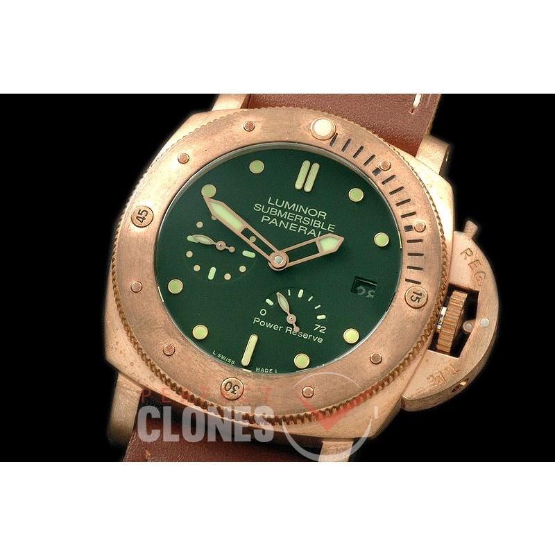 PN507P01 Pam 507 P Bronzo Submersible BR/LE Green P9002