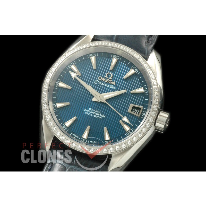 OMAT385-123D Aqua Terra Ladies SS/LE Blue Stk A-2824
