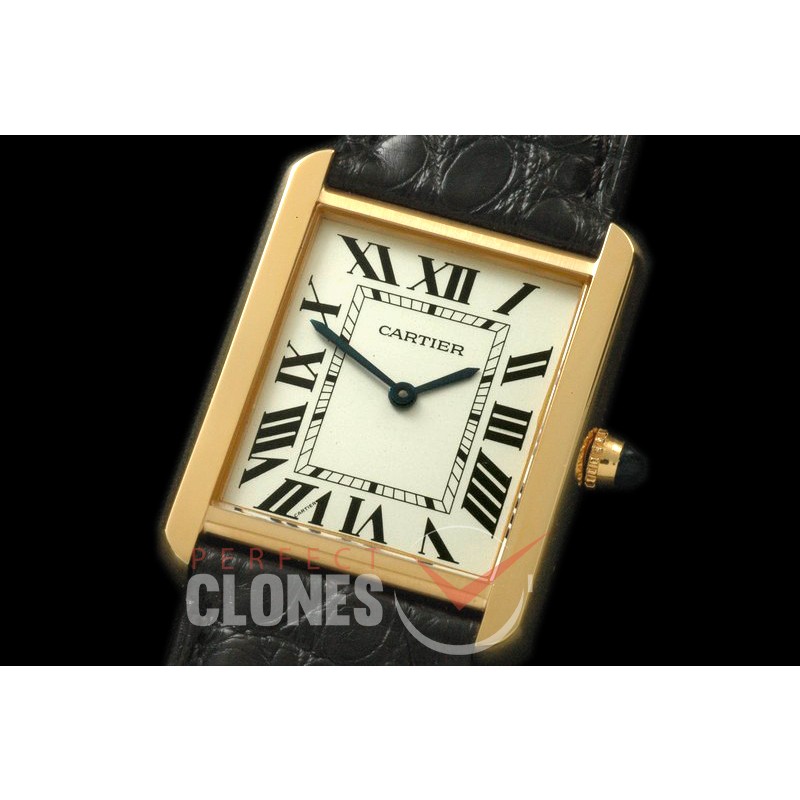 0CAR-TS-066L Tank Solo Mid YG/LE White Swiss Quartz