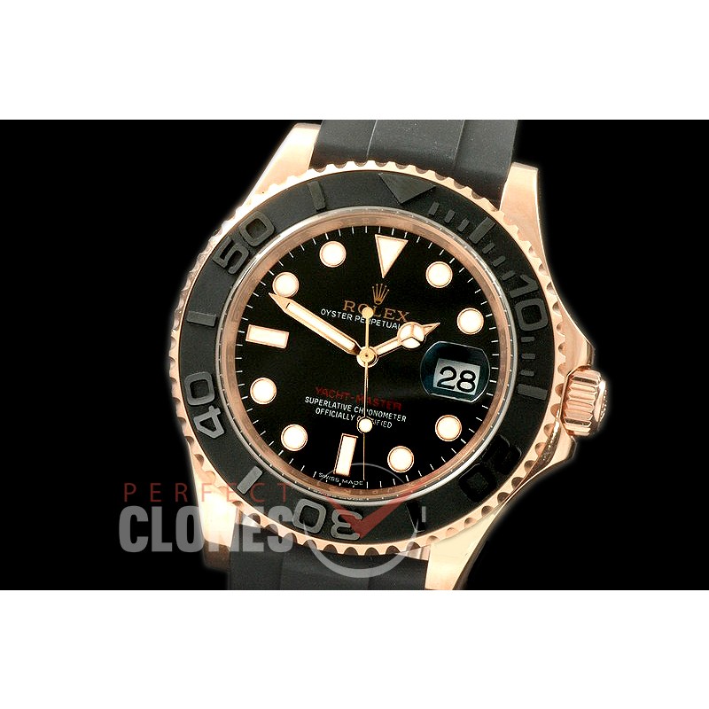 RYMENR00001S NF 116621 Yachtmaster Everose Men RG/RU Black SA 3135