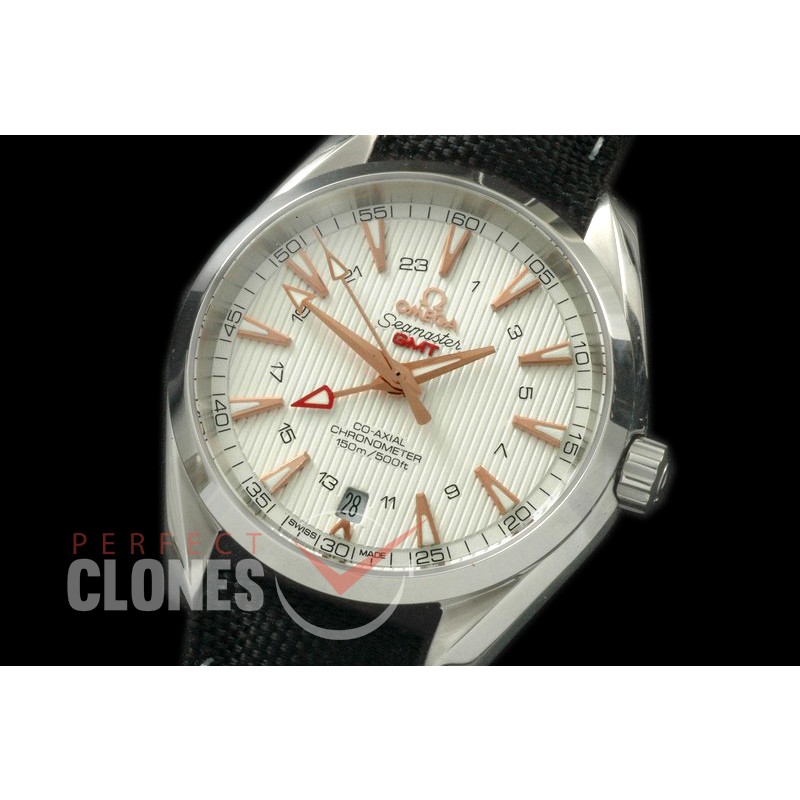OMAT41-163L Aqua Terra GMT SS/LE White A-2836
