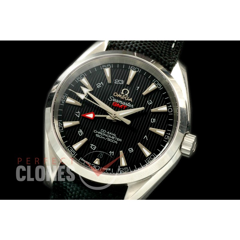 OMAT41-164L Aqua Terra GMT SS/LE Black A-2836
