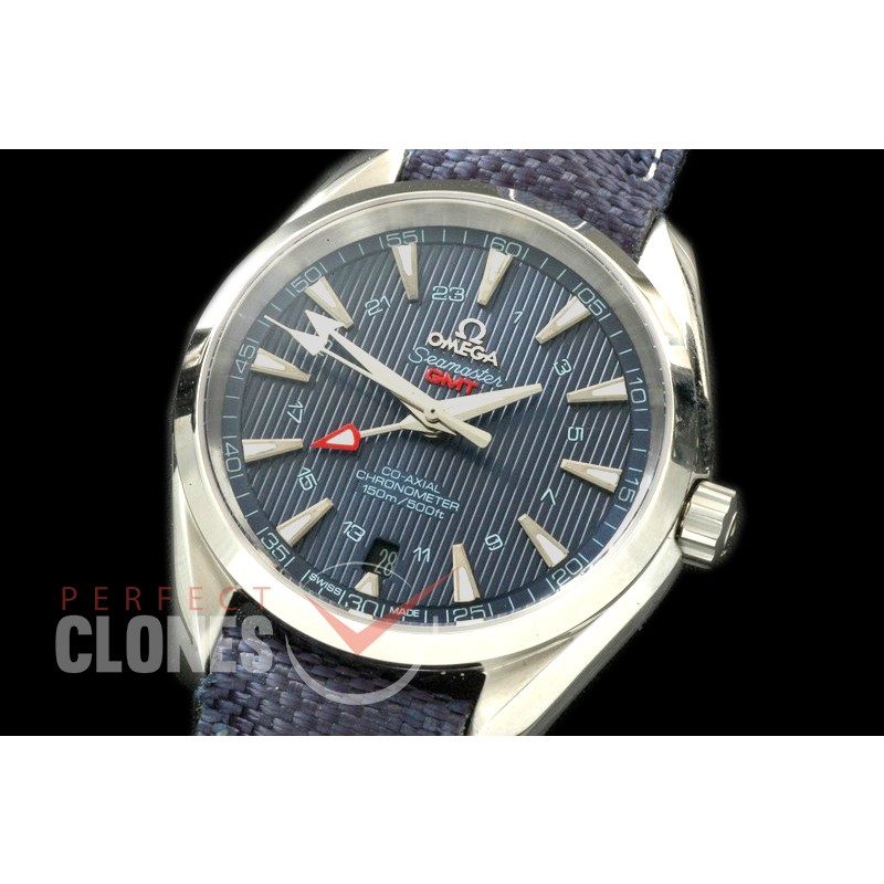 OMAT41-166L Aqua Terra GMT SS/LE Blue A-2836