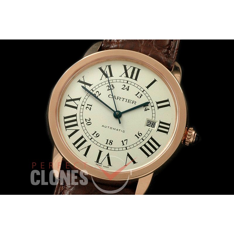 CAR-RS-056 Ronde Solo de Cartier XXL RG/LE White A-2824