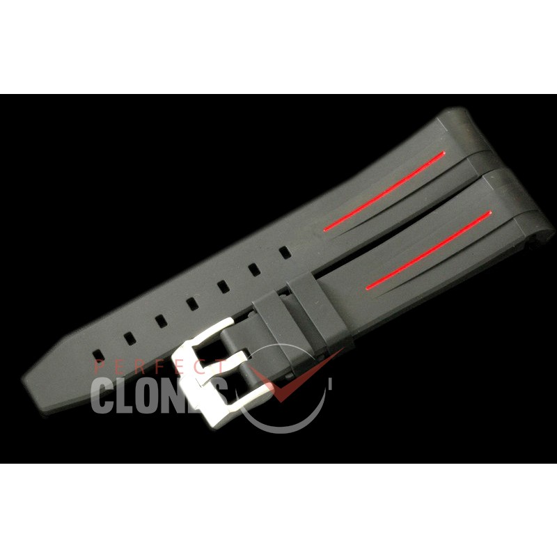 RLRU00203 Rubber B Black/Red Rubber Strap 20/18 with Insignia Buckle 