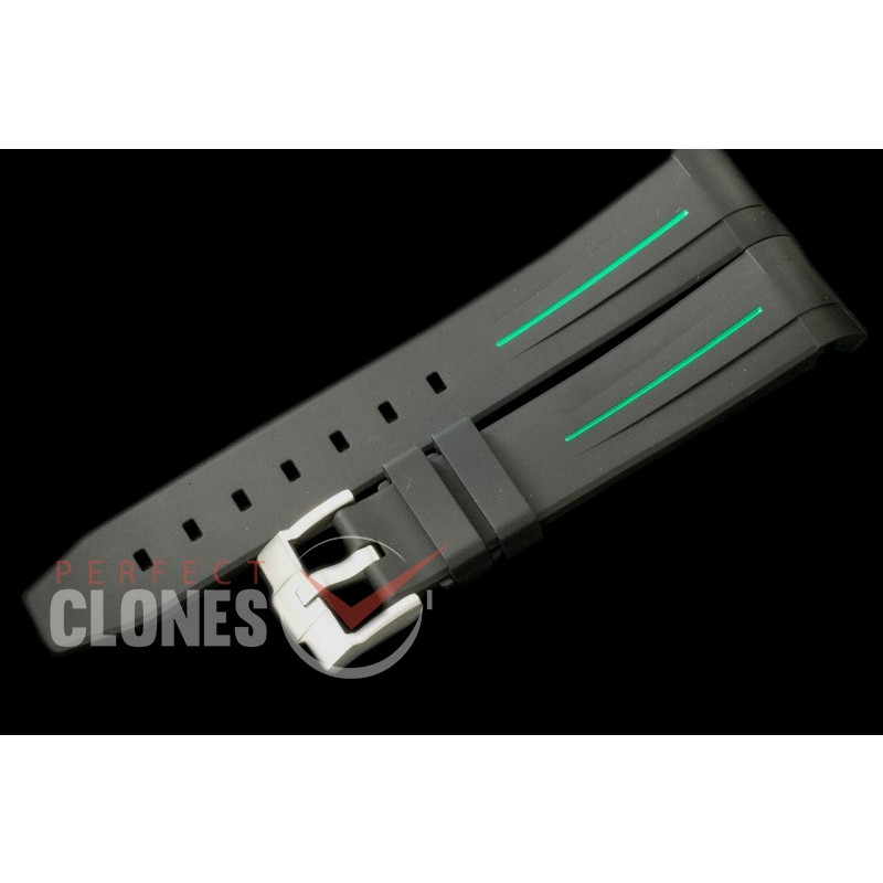RLRU00202 Rubber B Black/Green Rubber Strap 20/18 with Insignia Buckle 