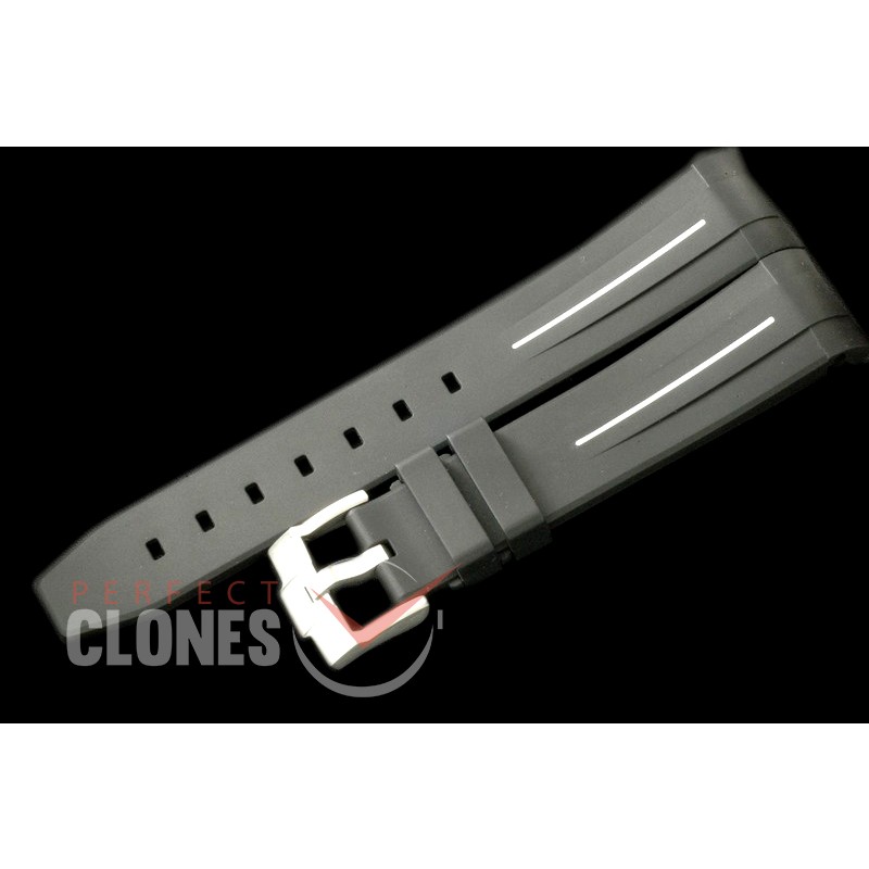 RLRU00201 Rubber B Black/White Rubber Strap 20/18 with Insignia Buckle