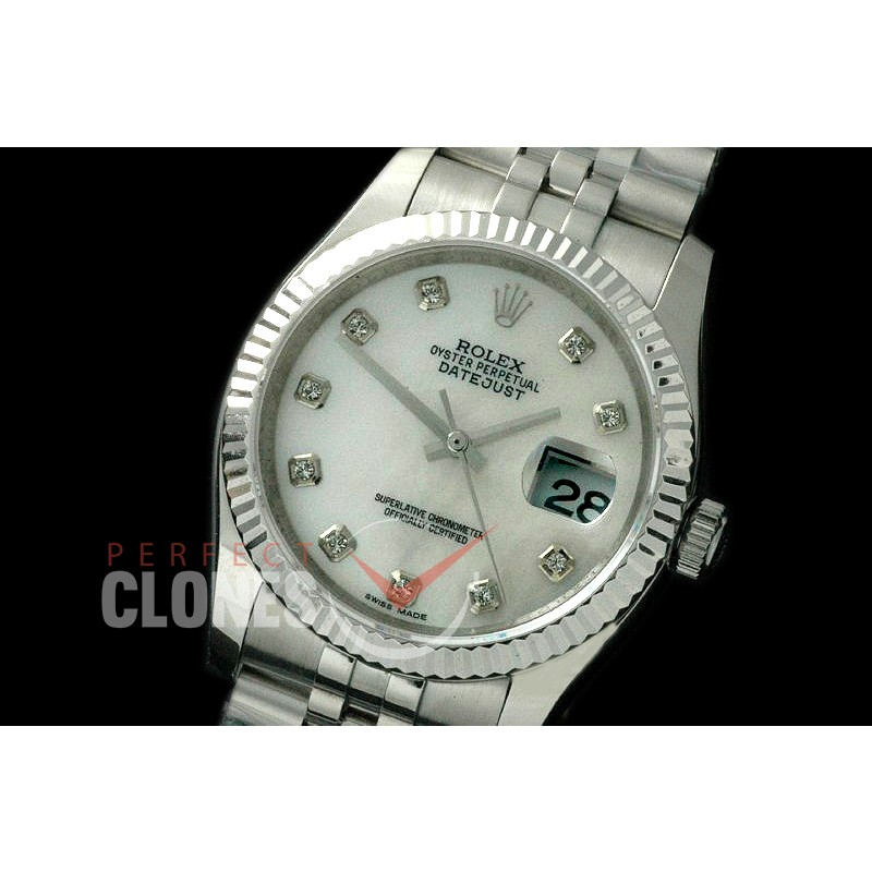 R36DJS-718 116234 SS/SS Fluted/Jubilee Light MOP White Diam SA 3135
