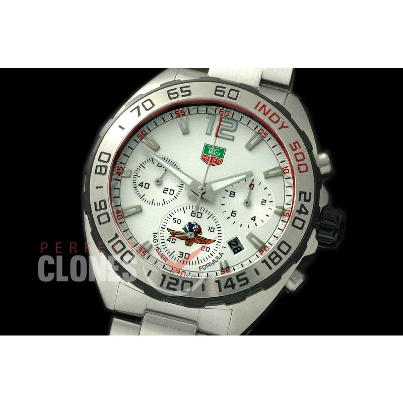 0 TGF1-00091 Formula 1 Indy 500 Special Ed Chronograph SS/SS White OS 20 Qtz
