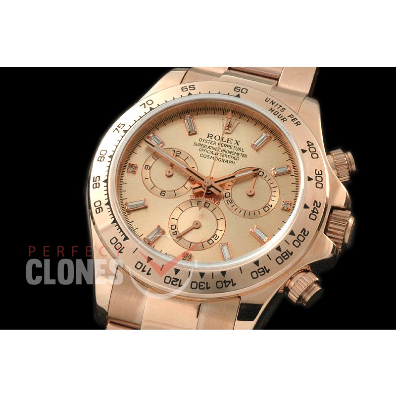 RLDFR00081 Daytona 116505 RG/RG Rose Gold Baguette A7750