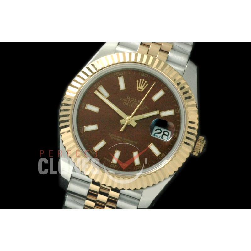 R41DJT-807 126333 SS/YG Fluted/Jubilee Brown Sticks SA 3235