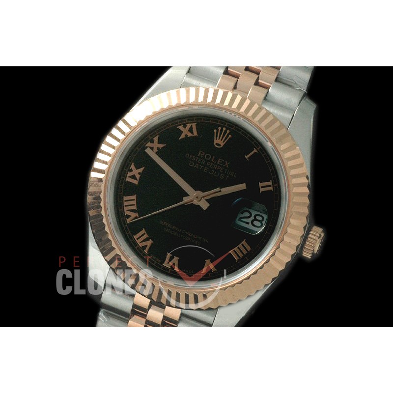 R41DJTR-823 126331 SS/RG Fluted/Jubilee Black Roman SA 3235