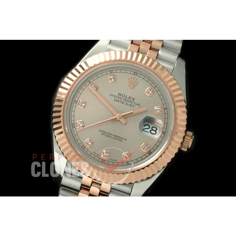 R41DJTR-814 126331 SS/RG Fluted/Jubilee Light Grey Diam SA 3235
