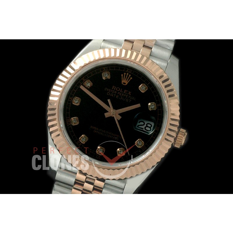 R41DJTR-813 126331 SS/RG Fluted/Jubilee Black Diam SA 3235
