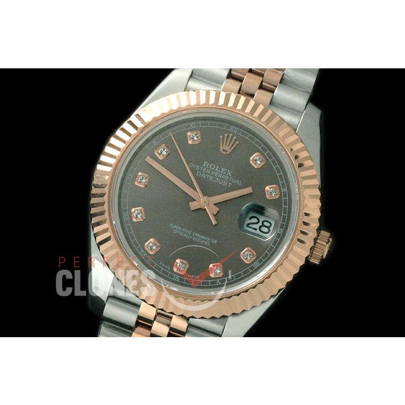 R41DJTR-815 126331 SS/RG Fluted/Jubilee Dark Grey Diam SA 3235