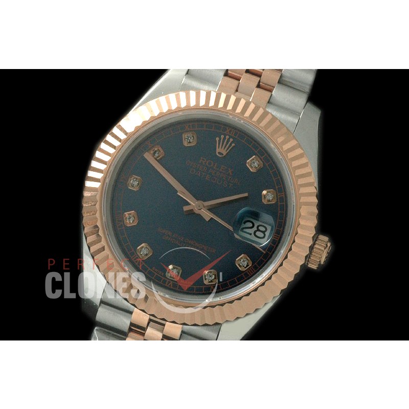 R41DJTR-816 126331 SS/RG Fluted/Jubilee Blue Diam SA 3235