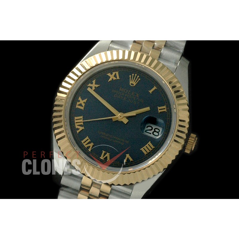 R41DJT-826 126333 SS/YG Fluted/Jubilee Blue Roman SA 3235
