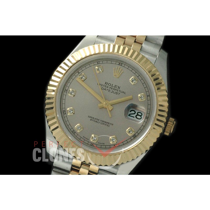 R41DJT-814 126333 SS/YG Fluted/Jubilee Light Grey Diam SA 3235