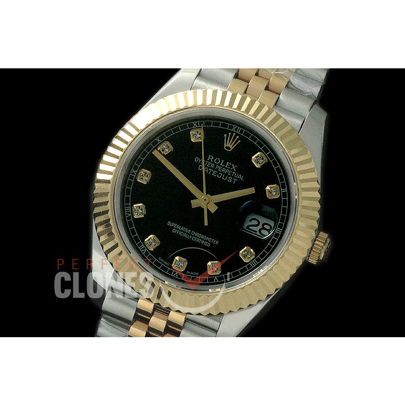 R41DJT-813 126333 SS/YG Fluted/Jubilee Black Diam SA 3235