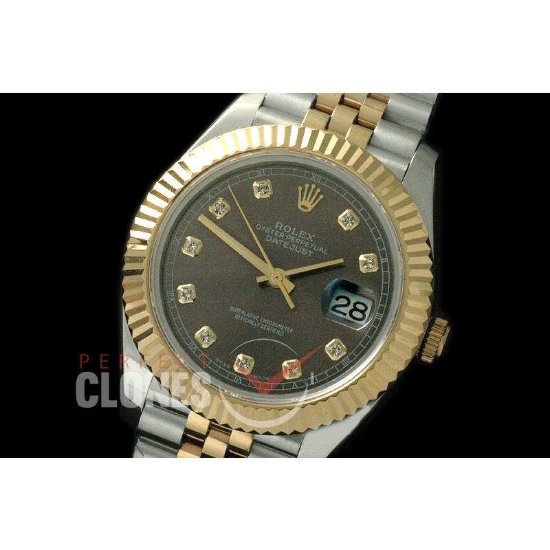 R41DJT-815 126333 SS/YG Fluted/Jubilee Dark Grey Diam SA 3235