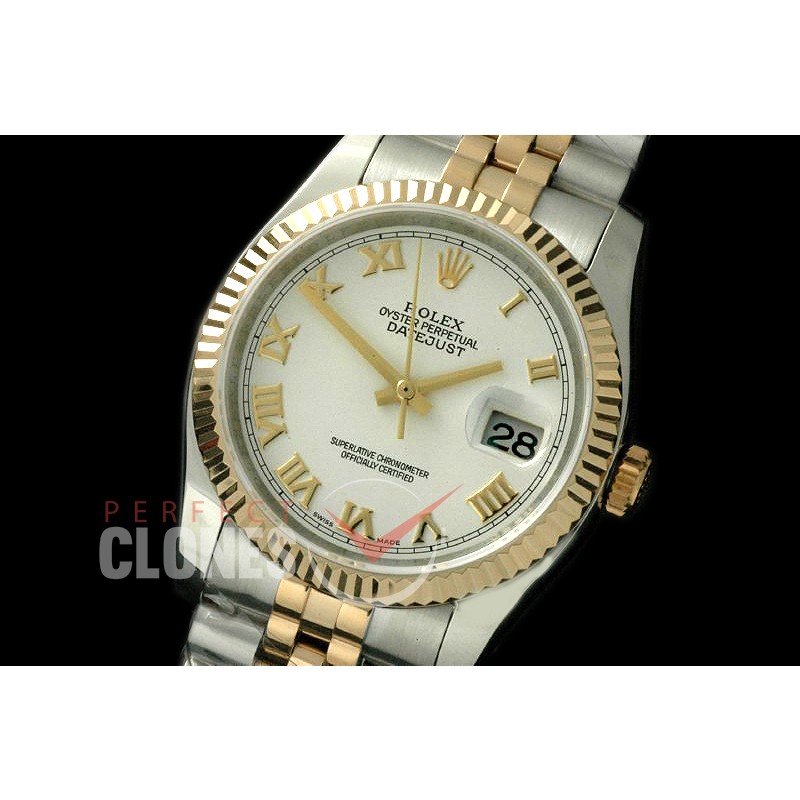 R36DJT-721 116233 SS/YG Fluted/Jubilee White Roman SA 3135