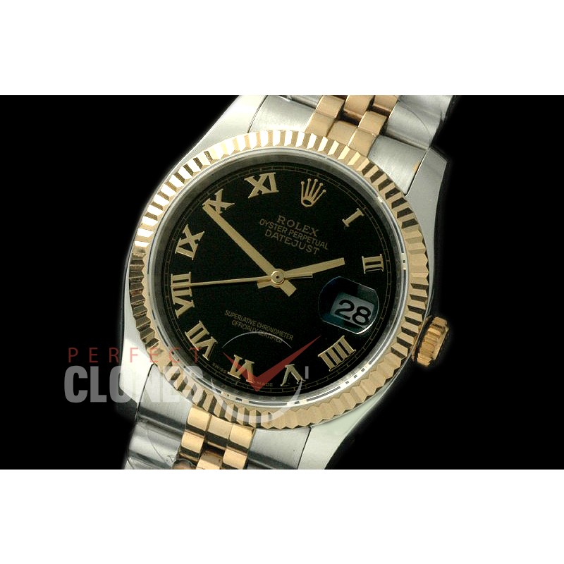 R36DJT-722 116233 SS/YG Fluted/Jubilee Black Roman SA 3135