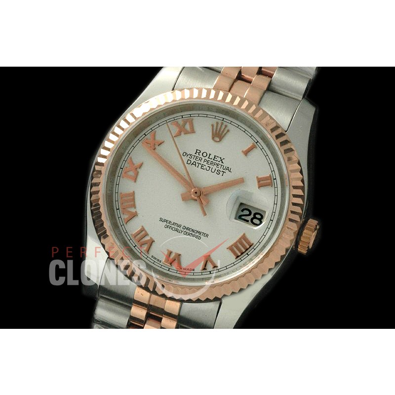 R36DJTR-721 116231 SS/RG Fluted/Jubilee White Roman SA 3135