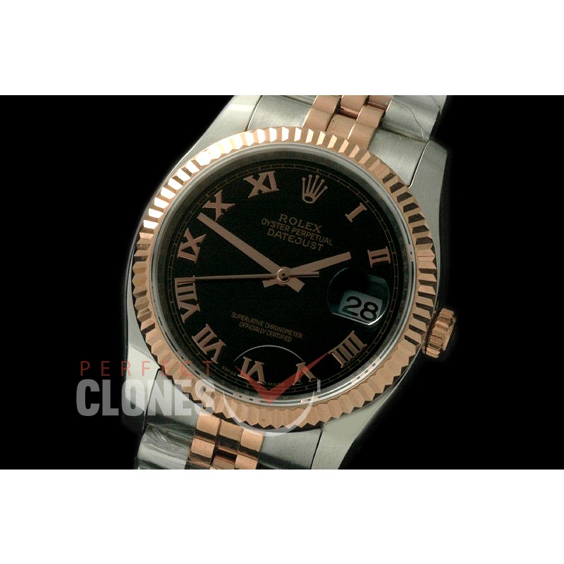 R36DJTR-722 116231 SS/RG Fluted/Jubilee Black Roman SA 3135