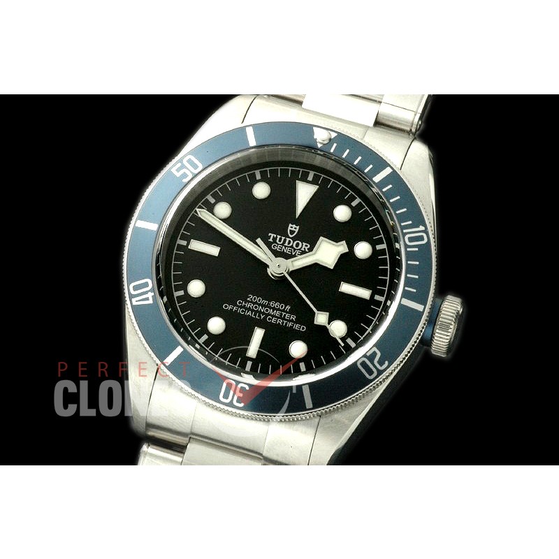 TU00092 Heritage Black Bay Shield 79230B SS/SS Black/Blue Asian Clone 2824