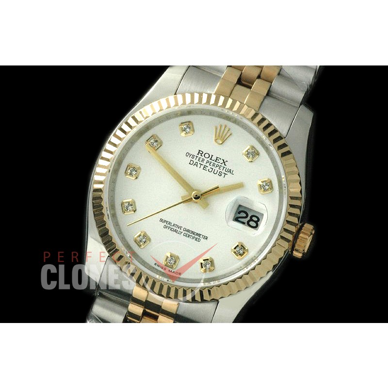R36DJT-711 116233 SS/YG Fluted/Jubilee White Diam SA 3135