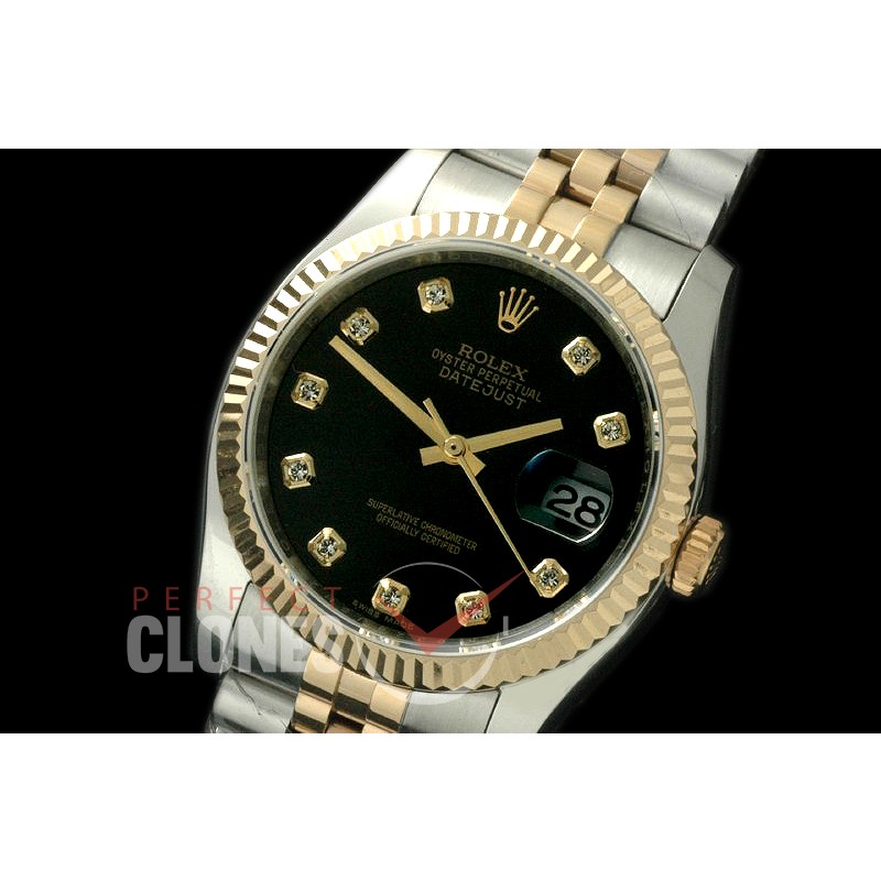 R36DJT-712 116233 SS/YG Fluted/Jubilee Black Diam SA 3135