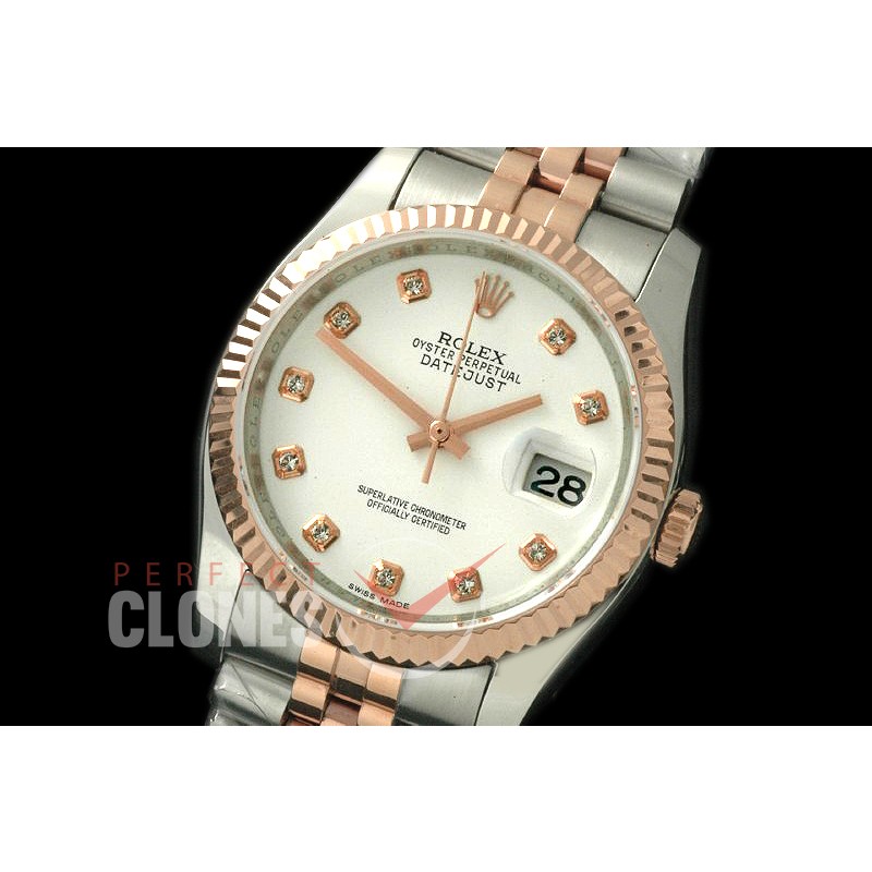 R36DJTR-711 116231 SS/RG Fluted/Jubilee White Diam SA 3135