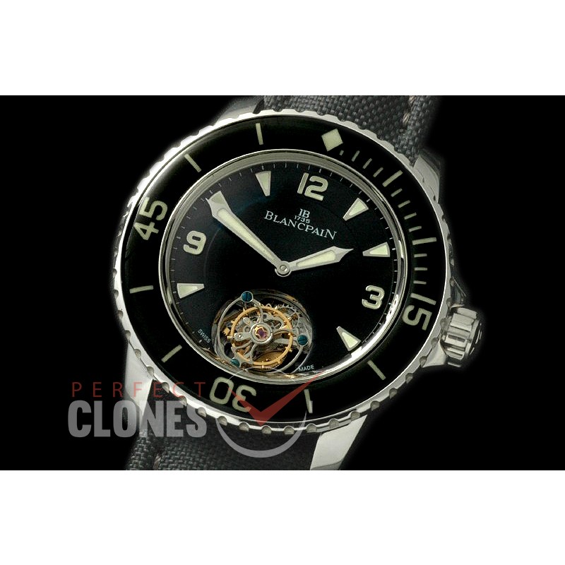 0 BP00021 50 Fathoms Tourbillon SS/NY Black Asian SG Flying Tourbillon 