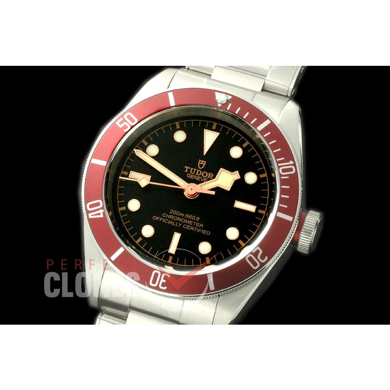 TU00091 Heritage Black Bay Shield 79230R SS/SS Black/Red Asian Clone 2824