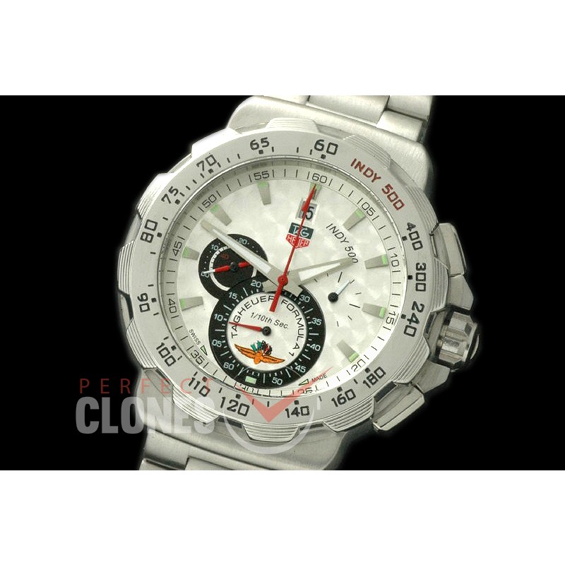 0 TGF1-00061 Formula 1 Indy 500 Special Ed Chronograph SS/SS White OS 10 Qtz