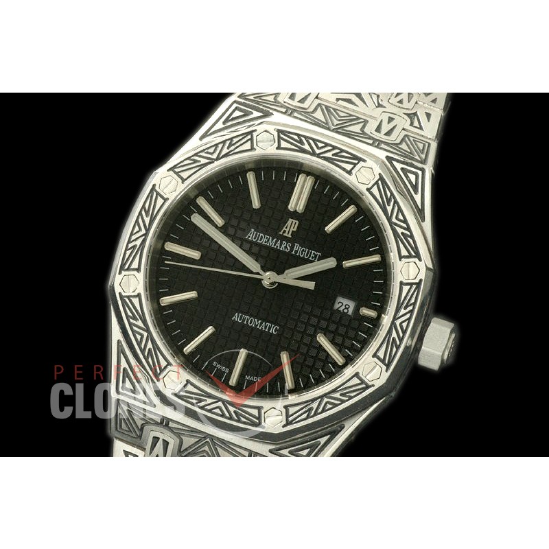 AP15400-902 AP15400 Royal Oak Special Ornamental Engraved Edition SS/SS Black Miyota 8215