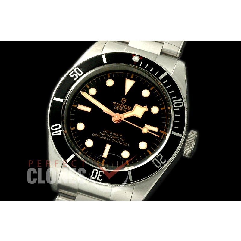 TU00094 Heritage Black Bay Shield 79230N SS/SS Black/Gold Asian Clone 2824